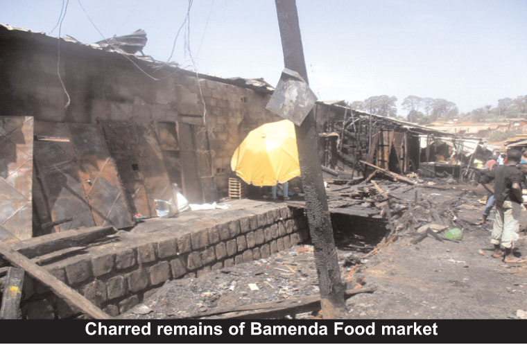 Charred remains of Bamenda Food market