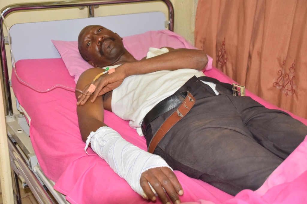 Mr Nubed Wilson, Vice Principal of GBHS Fundong hospitalised after sustaining a fracture from military beating