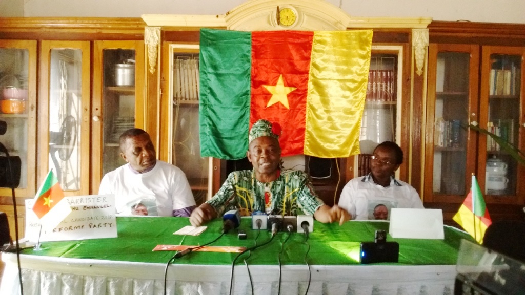 Barrister Agbor Ashu Emmanuel announcing his candidature during press conference.