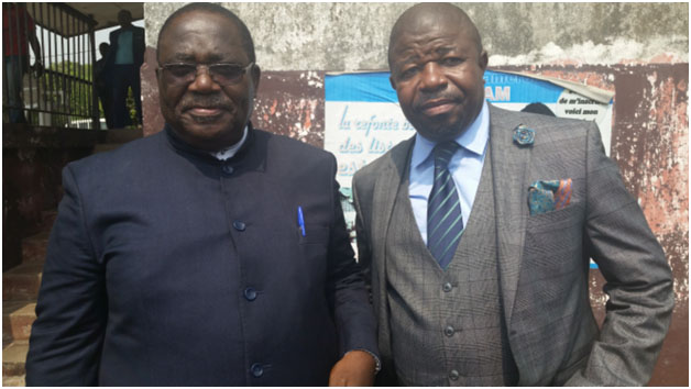 Tambe Tiku (right) and Ejake Mbonda,  Electoral Board Members of Elections Cameroon