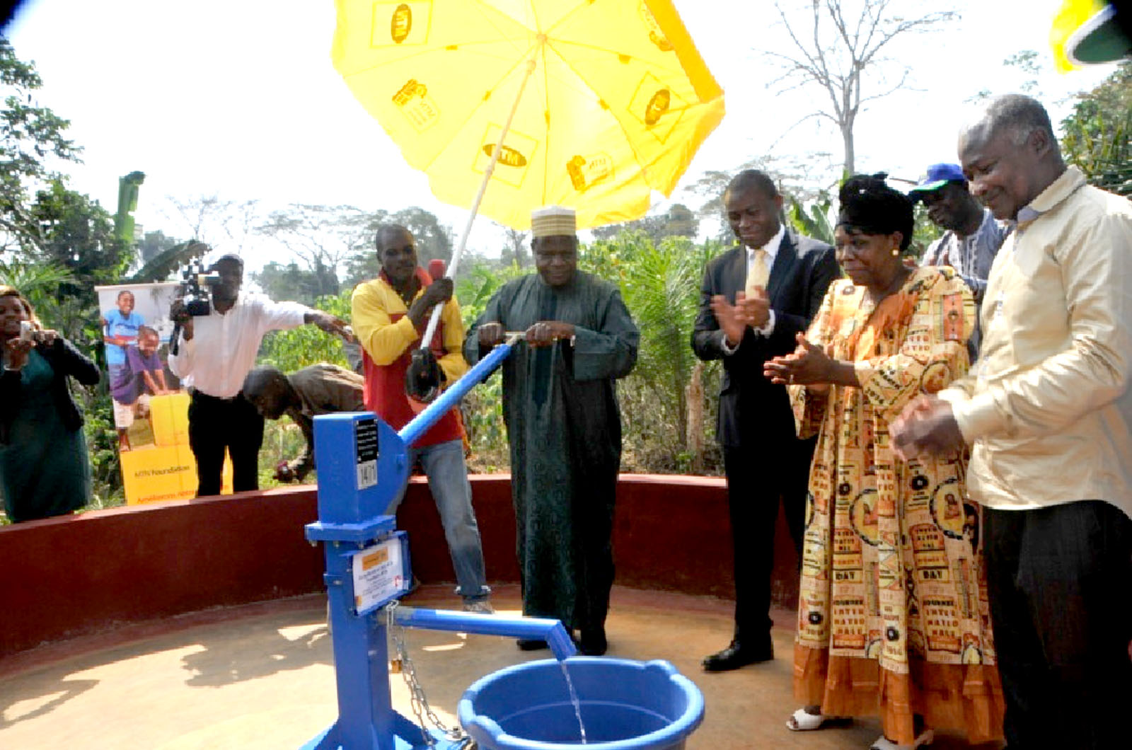 One among the many water points constructed by MTN