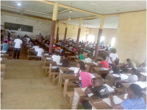 Candidates in one of Kumba’s GCE centres