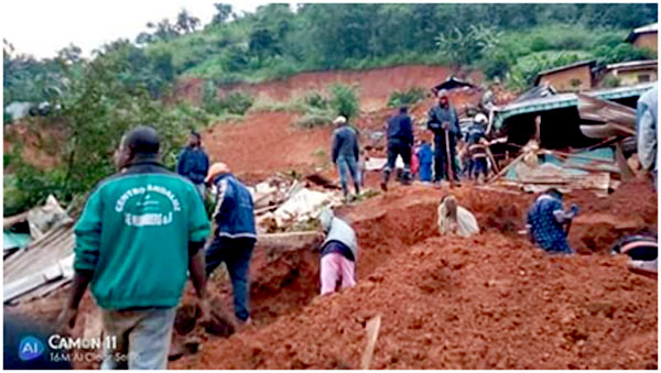 Landslide site in Ngouashe, Bafoussam III sub-division